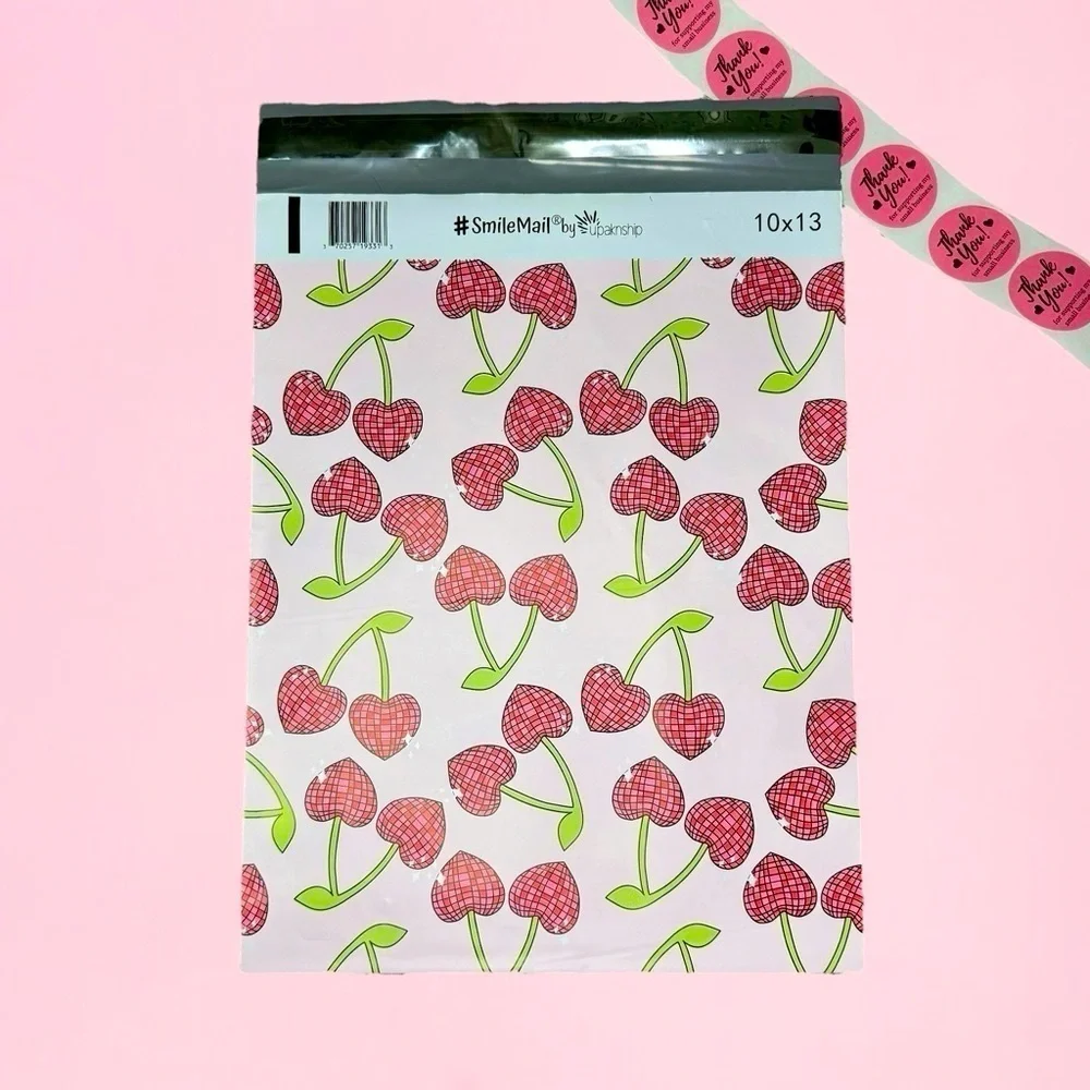 Cherry Bling Pink Shipping Bags Polymailers Poly Mailers Spring Summer 25 Pack